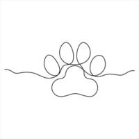 Paw Print One line drawing continuous line art vector
