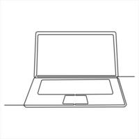Continuous laptop single line art drawing of sketch illustration vector