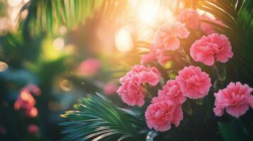 Pink carnations in the sun photo