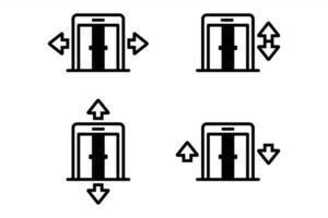 black linear elevator icon. open doors automatically vector