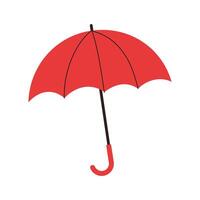 Red umbrella standing alone against a white background showcasing its vibrant color and design vector