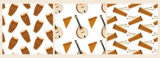 Patterns featuring various musical instruments ideal for design and decoration vector