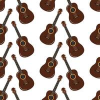 Repeating pattern of acoustic guitars on a white background vector