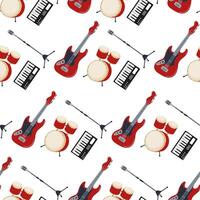 Musical instruments in a vibrant pattern for creative artistic designs vector