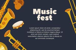 Music fest celebration featuring a variety of instruments and vibrant colors in a lively setting vector