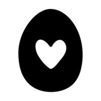 Black egg shape with heart cutout symbolizes love and creativity in design vector