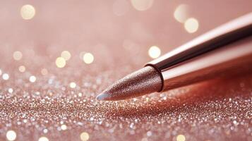 A close up of a pen on a glittery surface photo