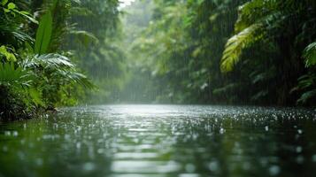 Rainy day in tropical rainforest photo