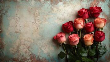 Roses on a grungy background photo