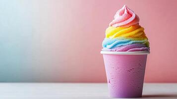 A colorful ice cream sundae in a cup photo