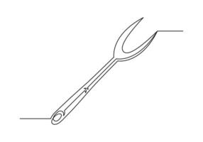 Continuous one line drawing of a kitchen fork vector