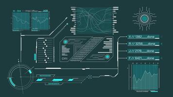 Animated screen with HUD and infographic elements for data analysis video