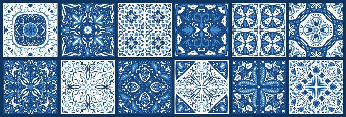 Tile pattern seamless blue ornament