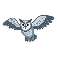 White horned owl isolated on white background. Big Bird vector