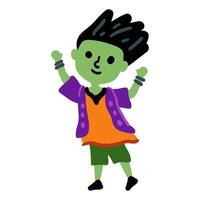 Funny zombie character in cartoon style. Halloween illustration isolated on white background vector