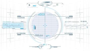Interface with animated HUD elements and infographics for information handling video