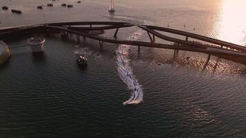 Jet ski performance under bridge at sunset on Phu Quoc Island video