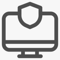 monitor and shield, internet and technology icon vector