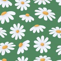 chamomile seamless green pattern. Cute Chamomile flowers. Ideal for printing on fabric and paper. background. vector