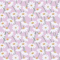 chamomile seamless pink pattern. Cute Chamomile flowers. Ideal for printing on fabric and paper. background. vector
