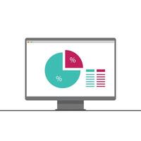 Pie Chart Data Analytics on Computer Screen for Business and Financial Statistics vector
