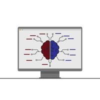 Artificial Intelligence and Digital Brain Technology on Computer Screen for Innovation and Data Analysis vector