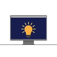 Light Bulb Idea Innovation Symbol on Computer Screen for Creativity and Business idea vector