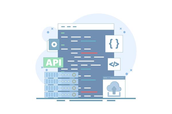 Application Programming Interface Concept, API provides an interface for communication between applications, software development tools, the Internet, and networks. flat cartoon illustration.