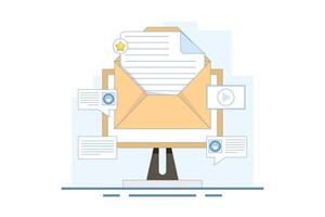 Email Message Concept for customers, Customer retention, Newsletter subscribers, Advertising campaign for customer retention. Send newsletter to email subscribers. flat illustration. vector