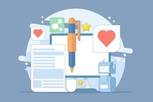 AI content writing concept, Artificial intelligence text generation, , AI content writing for blogs and websites. Content writing for websites, Content research and development. vector