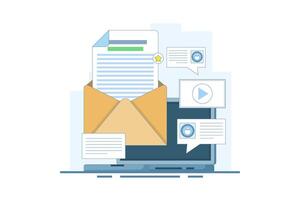 Email Message Concept for customers, Customer retention, Newsletter subscribers, Advertising campaign for customer retention. Send newsletter to email subscribers. flat design illustration. vector