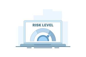 Risk Level Concept. Risk Assessment. Laptop with Risk Scale. Analyze the level of potential danger, control or limit losses. Simple Flat Cartoon Design Illustration Design. vector