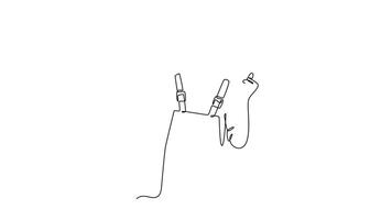 Animated self drawing of continuous line draw handyman wearing building construction uniform while holding paint roller. Home painted wall renovation services concept. Full length one line animation video