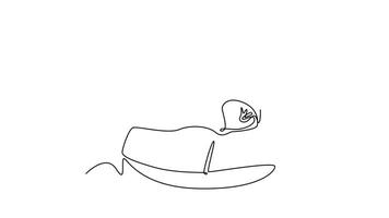 Self drawing animation of single line draw wicker basket with full of fresh apple fruit for shop logo icon. Healthy food contains vitamins that body needs. Continuous line draw. Full length animated video
