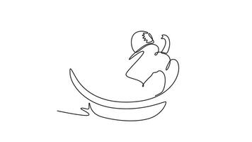 Self drawing animation of single line draw wicker basket full of fresh vegetables, fruit, milk, bread for groceries logo icon. Daily healthy food concept. Continuous line draw. Full length animated video