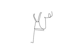 Animated self drawing of continuous line draw back view of handyman painting construction building wall with paint roller. Home painted wall renovation services concept. Full length one line animation video