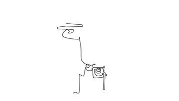 Self drawing animation of single line draw male construction worker or carpenter with helmet carrying pile woods. Home decor building maintenance services. Continuous line draw. Full length animated video