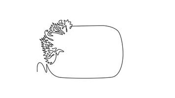 Self drawing animation of single line draw top view wicker basket with full of raw vegetables for groceries logo. Harvest result from agriculture process. Continuous line draw. Full length animated video