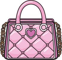 A trendy pink handbag with a heart-shaped detail, perfect for a cute and stylish look. vector