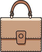 Light brown satchel bag with a front buckle and compact design. vector