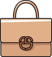 Beige handbag with a front buckle and a structured silhouette. vector