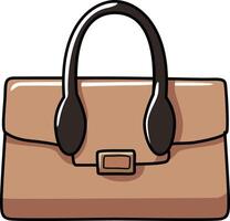 Stylish brown handbag with a simple and elegant design, suitable for any occasion. vector