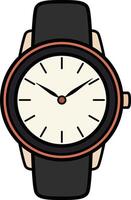 Elegant wristwatch with a black strap and a modern design. vector