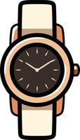 Stylish wristwatch with a black strap and a sleek design, ideal for both casual and formal looks. vector