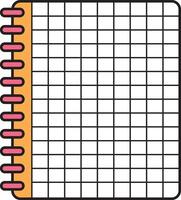 A grid-patterned notebook with a spiral binding, perfect for jotting down ideas and notes. vector