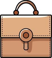 Tan leather handbag with a structured design and a front clasp. vector