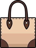 Two-tone structured handbag with dark handles and elegant stitching. vector