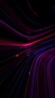 A high speed stream of neon red and blue digital fiber optic light beam data nodes. Communications and connections concept. Full HD and looping vertical technology motion background animation. video