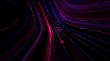 A high speed stream of neon red and blue digital fiber optic light beam data nodes. Communications and connections concept. Full HD and looping technology background animation. video