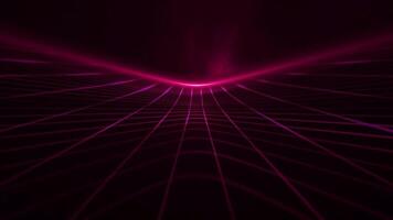 Retro futuristic cyberpunk grid motion background with glowing red neon light beams. This stylish synthwave animation is full HD and a seamless loop. video